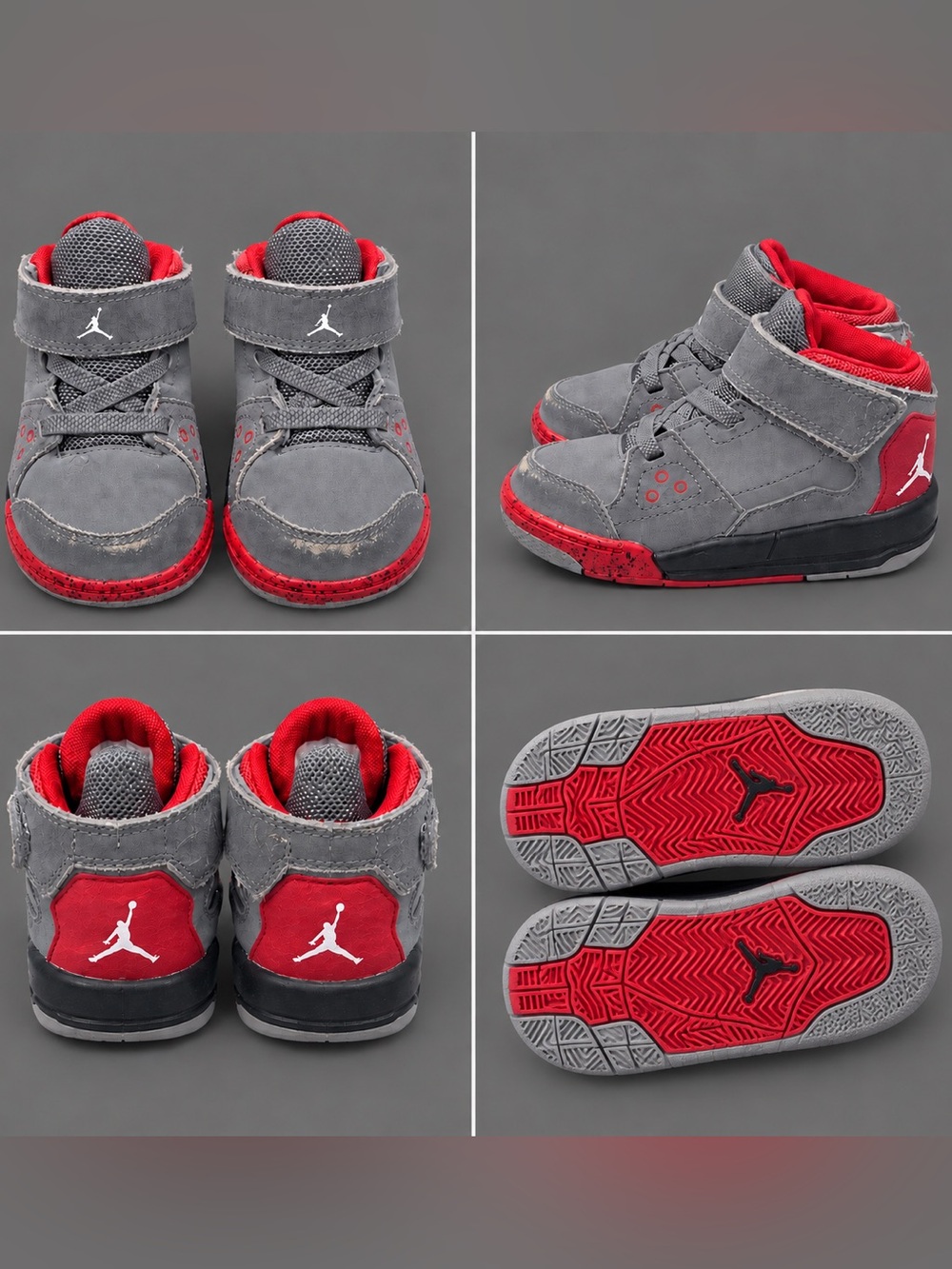 Jordan Kids Gray and Red High-Top Sneakers